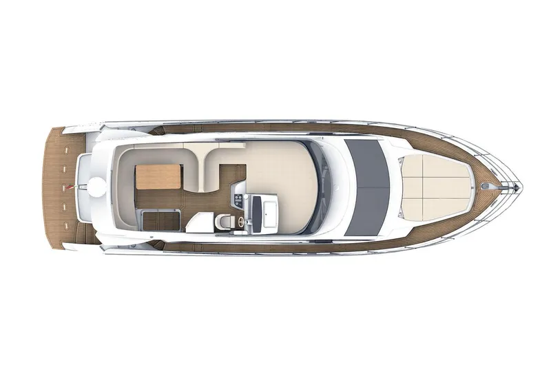 Four Sail Yacht Photos Pics Top view of 2020 Absolute Flybridge yacht layout, featuring spacious deck and seating areas.