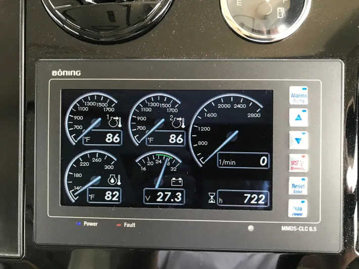 Forevermore Yacht Photos Pics Digital dashboard display on a 2016 Sea Ray L590 Fly boat.