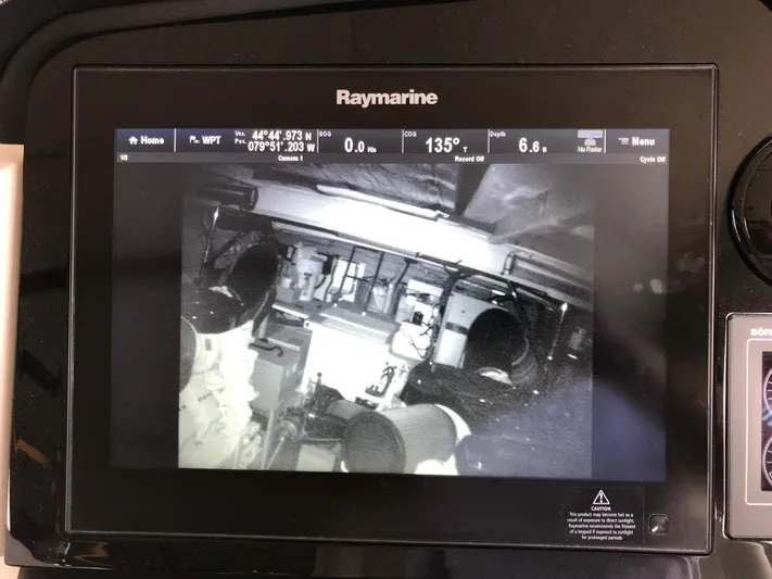 Forevermore Yacht Photos Pics Raymarine display showing engine room of 2016 Sea Ray L590 Fly yacht.