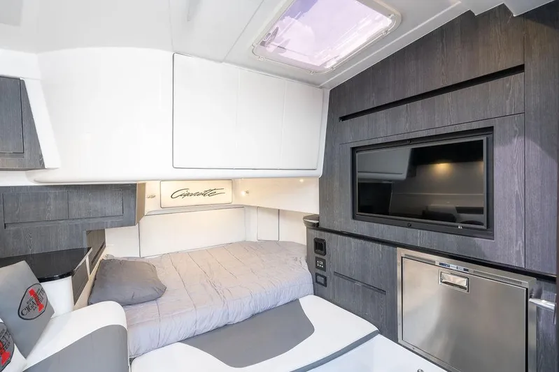 Incognito Yacht Photos Pics Luxurious interior of 2022 Cigarette 42 Nighteagle boat with modern amenities.