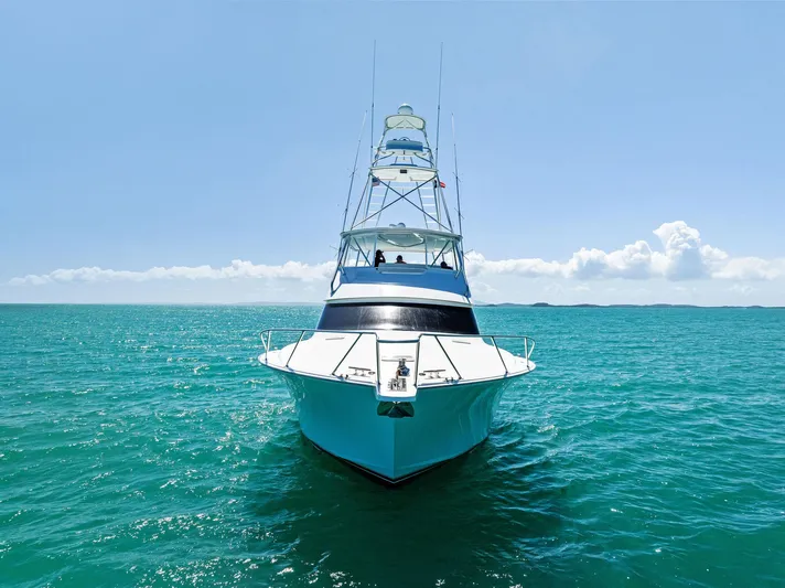 Ivelymar Yacht Photos Pics 2005 Viking 56 Convertible yacht on open sea under clear blue sky.