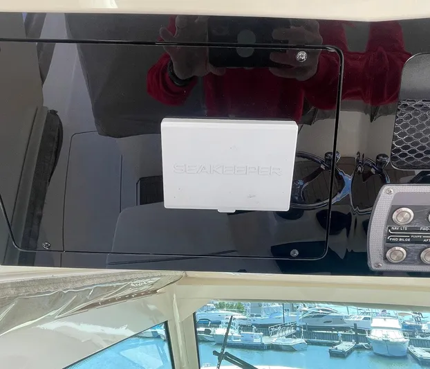 Shady Lady II Yacht Photos Pics Control panel of a 2019 Scout 380 LXF boat with Seakeeper system.