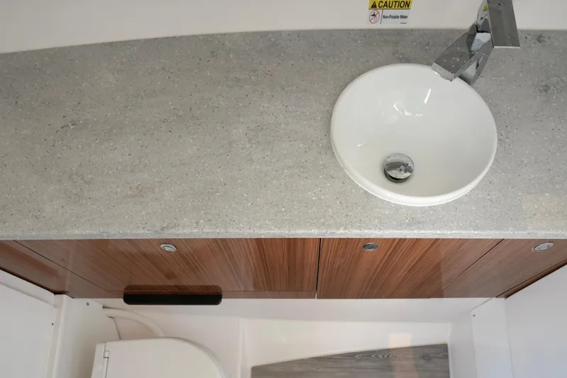  Yacht Photos Pics Modern bathroom sink in 2023 Everglades 340 Dual Console boat.