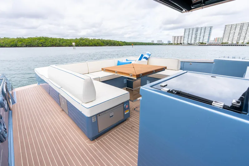 Exit Strategy Yacht Photos Pics Luxurious 2023 Pardo Yachts 50 with spacious deck and modern seating area.