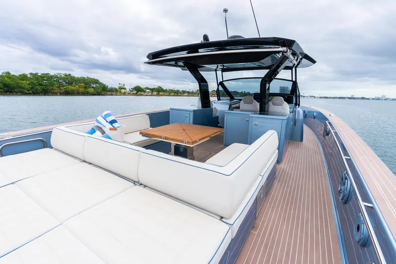Exit Strategy Yacht Photos Pics Luxurious 2023 Pardo Yachts 50 with spacious deck and elegant seating.