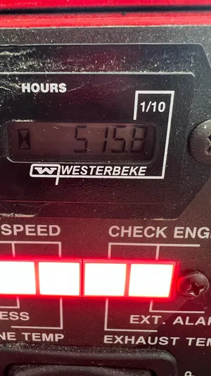  Yacht Photos Pics Westerbeke engine hour meter displaying 515.6 hours on a 2021 Monterey 385 SE.
