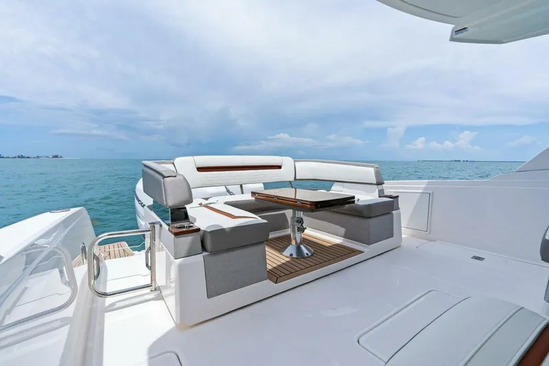  Yacht Photos Pics 2023 Tiara Yachts 38 LS luxury yacht interior with ocean view.
