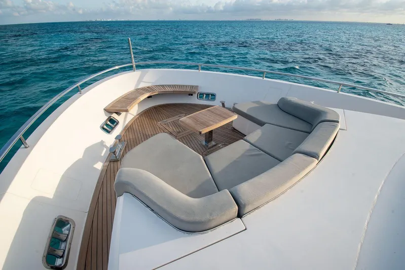  Yacht Photos Pics Luxurious 2016 Sanlorenzo SL96 yacht deck with elegant seating and ocean view.
