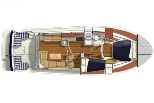  Yacht Photos Pics 2018 Back Cove Downeast 37 boat layout with spacious interior and seating areas.