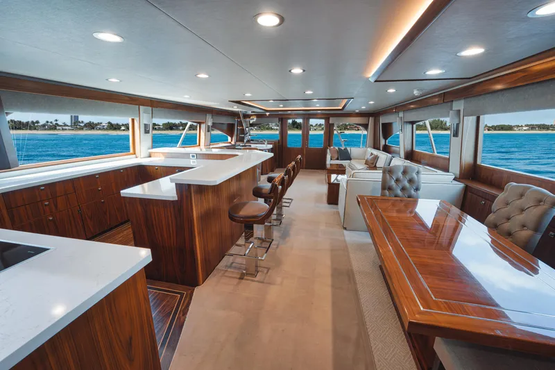 High Cotton Yacht Photos Pics 2015 Viking 92 EB HIGH COTTON- Salon/ Galley