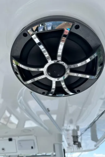  Yacht Photos Pics Speaker on 2022 Sea Pro 320 DLX Center Console boat, close-up view.