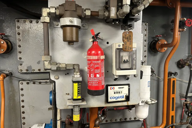 Le Kir Royal Yacht Photos Pics Engine room equipment on a 1966 Full Displacement Motor Yacht.