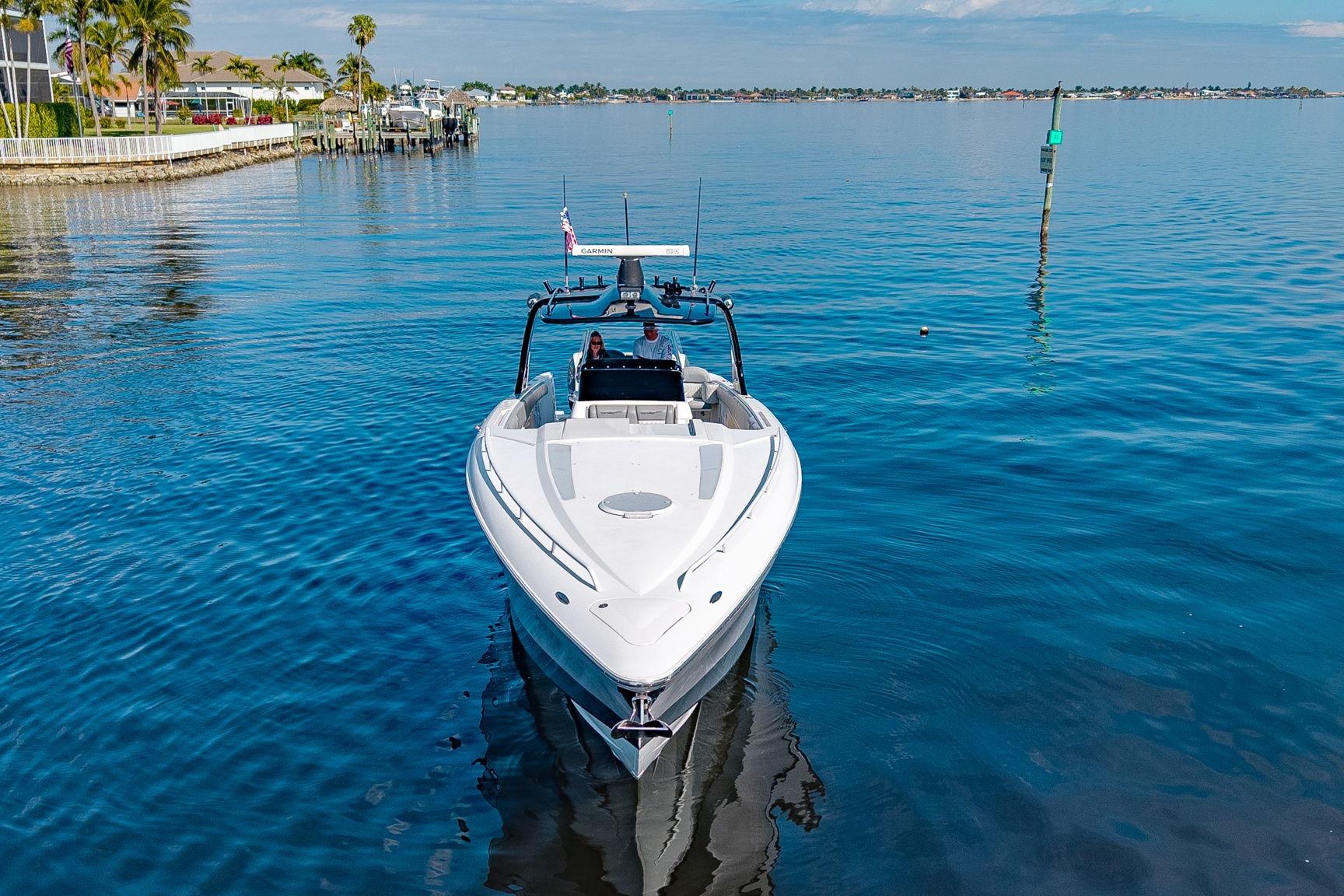 2010 Concept 4400 Sport Yacht cruising on calm blue waters.