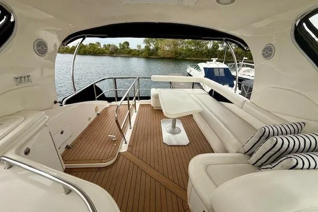  Yacht Photos Pics 2001 Sea Ray 540 Cockpit Motor Yacht interior with elegant seating and scenic water view.