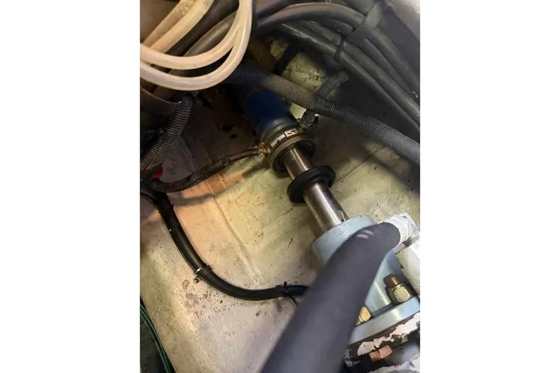  Yacht Photos Pics Engine compartment of 2001 Sea Ray 540 Cockpit Motor Yacht showing mechanical components.