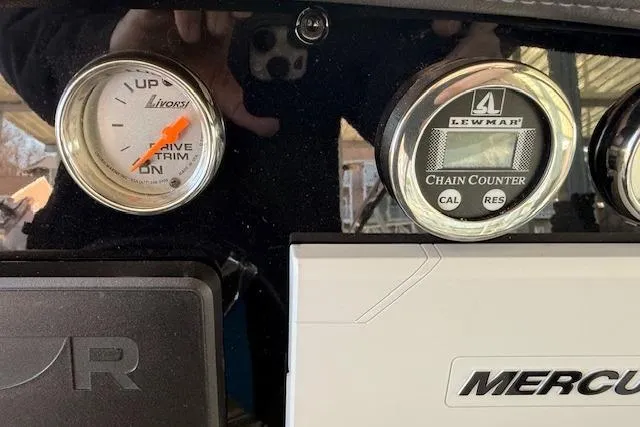  Yacht Photos Pics Dashboard of 2019 Formula 310 Bowrider I/O with Livorsi gauge and Lewmar chain counter.