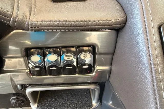  Yacht Photos Pics Control panel of a 2019 Formula 310 Bowrider I/O boat with labeled switches.