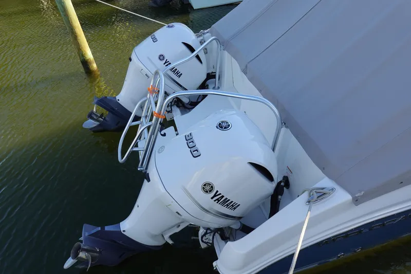  Yacht Photos Pics 2019 World Cat 320 DC boat with twin Yamaha outboard engines.