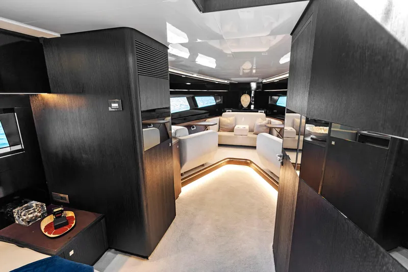 Libertas One Yacht Photos Pics Luxurious interior of 2021 Sichterman Libertas 54 yacht with modern design and elegant furnishings.