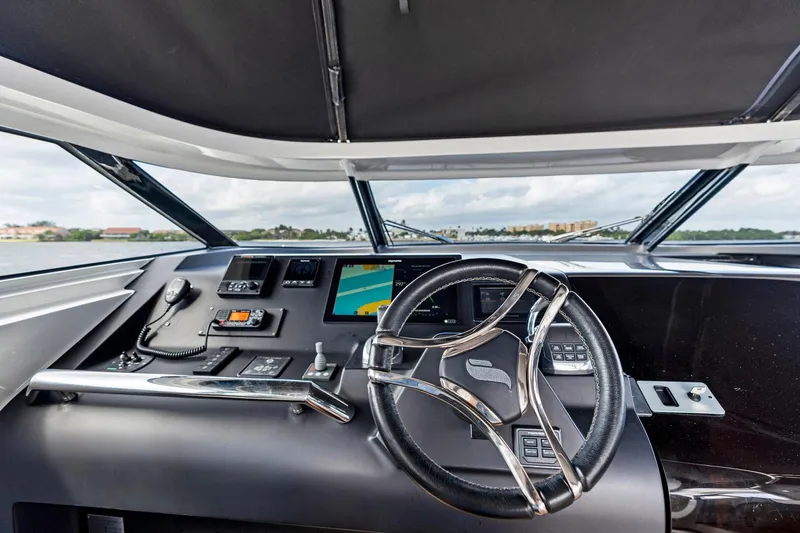 Libertas One Yacht Photos Pics Sichterman Libertas 54 yacht helm, 2021 model, featuring modern navigation controls and sleek design.