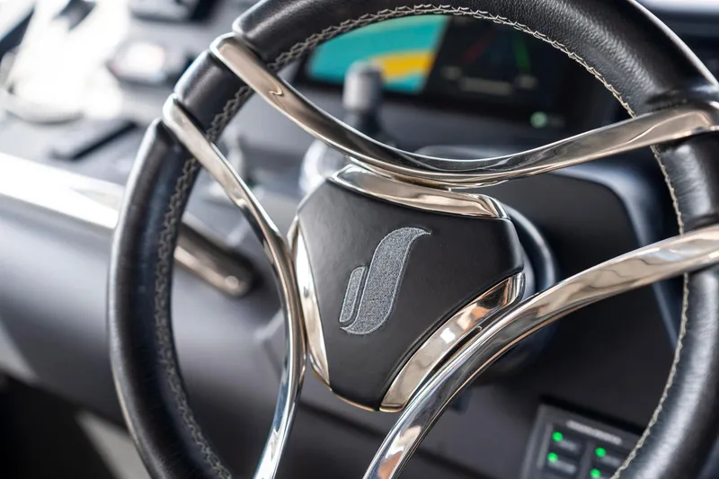 Libertas One Yacht Photos Pics Sichterman Libertas 54 steering wheel, luxury yacht interior, 2021 model.