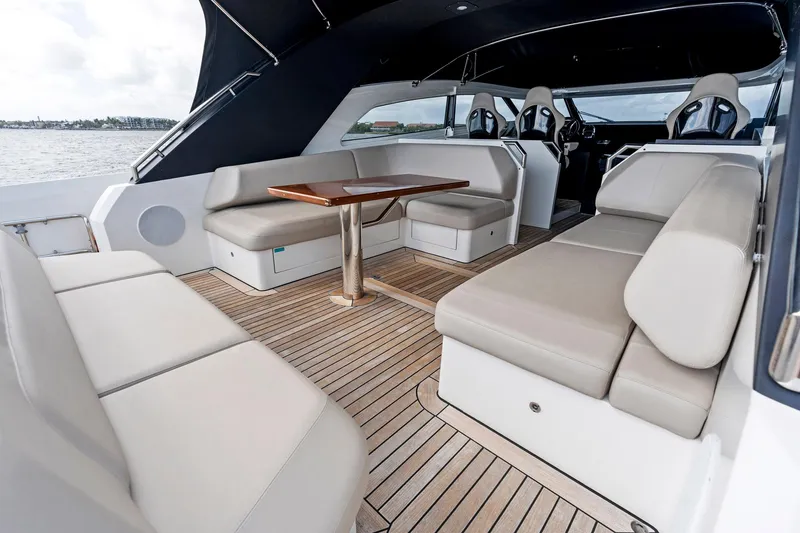 Libertas One Yacht Photos Pics Luxurious 2021 Sichterman Libertas 54 yacht interior with elegant seating and wooden flooring.