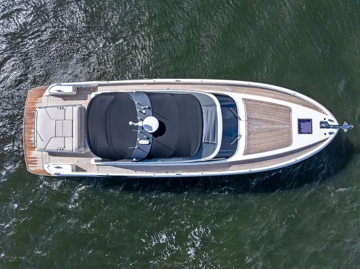 Libertas One Yacht Photos Pics Aerial view of 2021 Sichterman Libertas 54 yacht on water.