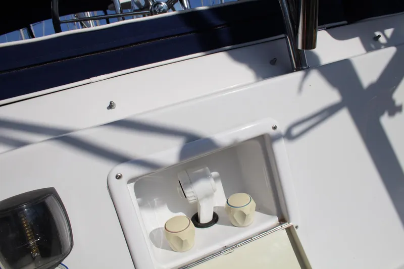 Hannah Yacht Photos Pics 2011 Catalina 445 yacht deck detail with fittings and shadows.