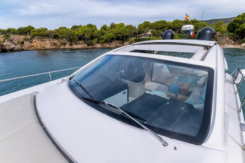  Yacht Photos Pics 2020 Filippetti S55S yacht on serene water with lush green shoreline.