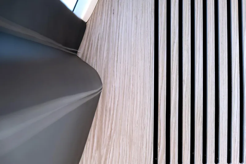  Yacht Photos Pics Close-up of Filippetti S55S 2020 yacht interior, featuring sleek wood and metal design elements.