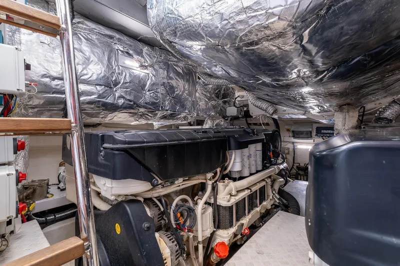  Yacht Photos Pics Engine room of 2020 Filippetti S55S yacht with metallic insulation and machinery.