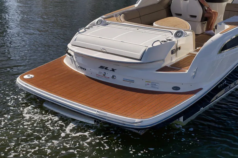  Yacht Photos Pics 2016 Sea Ray 350 SLX boat with teak deck on water.