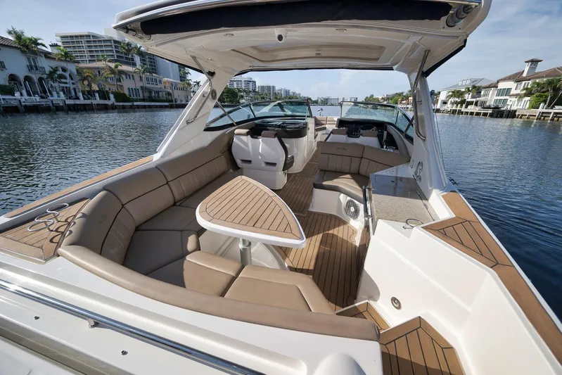  Yacht Photos Pics 2016 Sea Ray 350 SLX luxury boat interior with spacious seating and elegant design.
