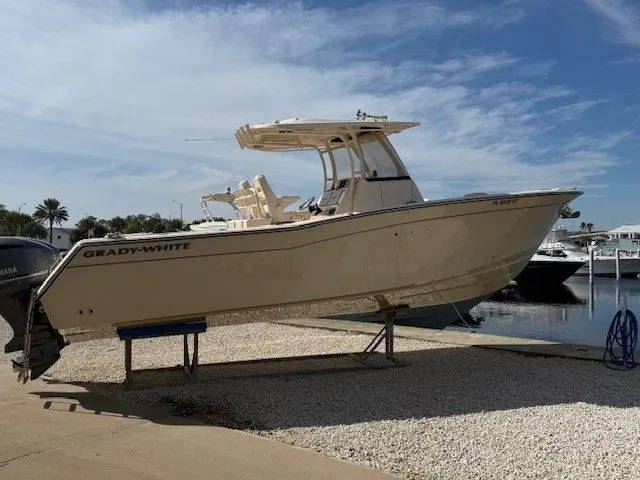  Yacht Photos Pics 2021 Grady-White Canyon 306 boat on display by the marina.