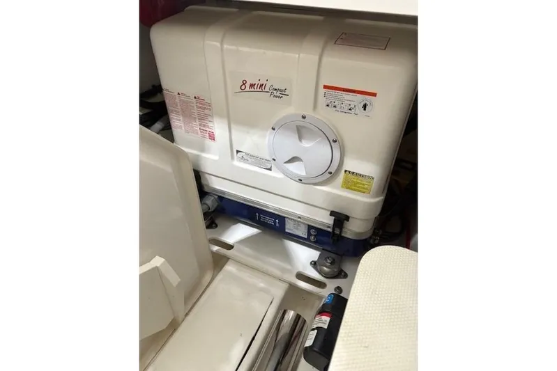  Yacht Photos Pics 2021 Pursuit OS 355 Offshore engine compartment with 8 Mini Compact Power unit.
