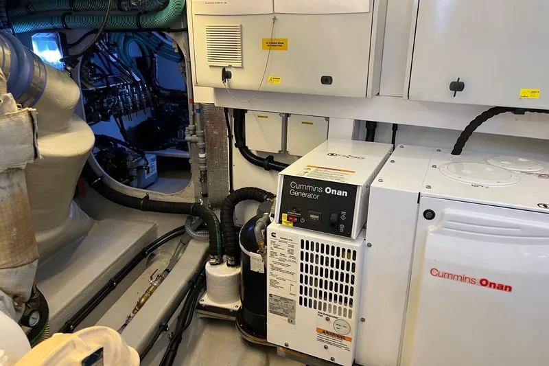  Yacht Photos Pics Engine room of 2012 Sunseeker Manhattan 53 yacht with Cummins Onan generator.