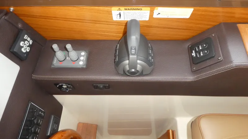 Second Act Yacht Photos Pics 2021 Ranger Tugs R-29 S helm controls with joystick and throttle.