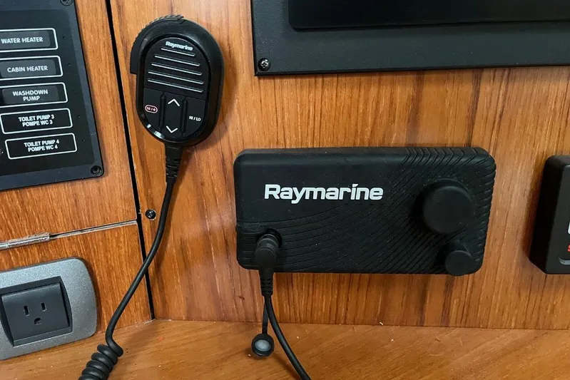 Arrow Yacht Photos Pics Raymarine control panel on 2008 Jeanneau Sun Odyssey 45 yacht, featuring navigation equipment.