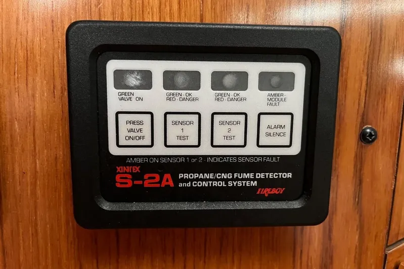 Arrow Yacht Photos Pics Propane/CNG fume detector on 2008 Jeanneau Sun Odyssey 45 yacht control panel.