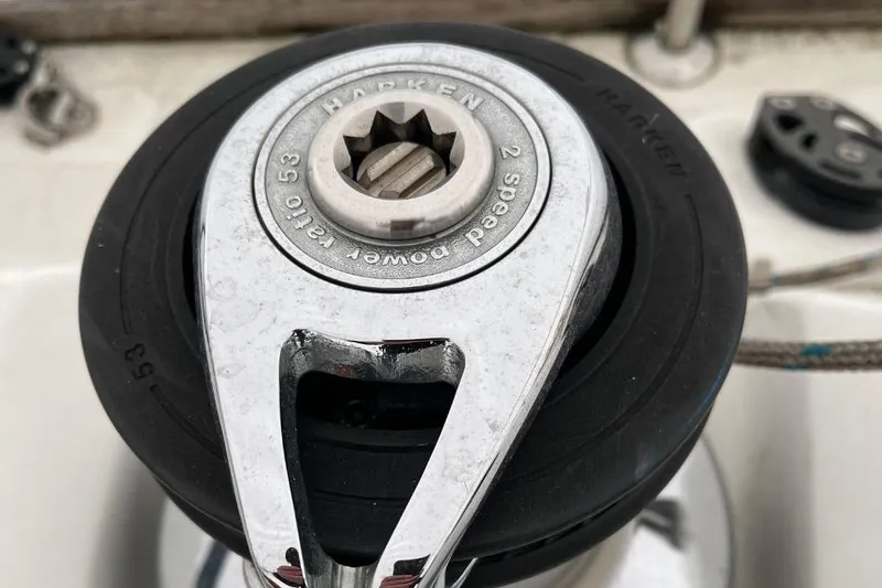 Arrow Yacht Photos Pics Close-up of a Harken winch on a 2008 Jeanneau Sun Odyssey 45 sailboat.