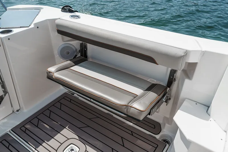 Sea Horse Yacht Photos Pics 2023 Cutwater 288 Coupe LE boat with foldable seat and teak flooring.