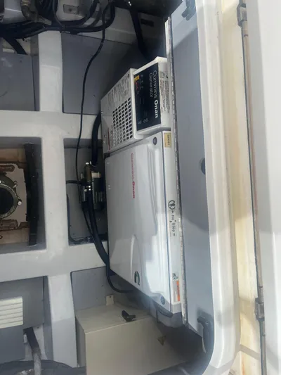  Yacht Photos Pics 2013 Azimut 40 Flybridge engine compartment with Cummins Onan generator.