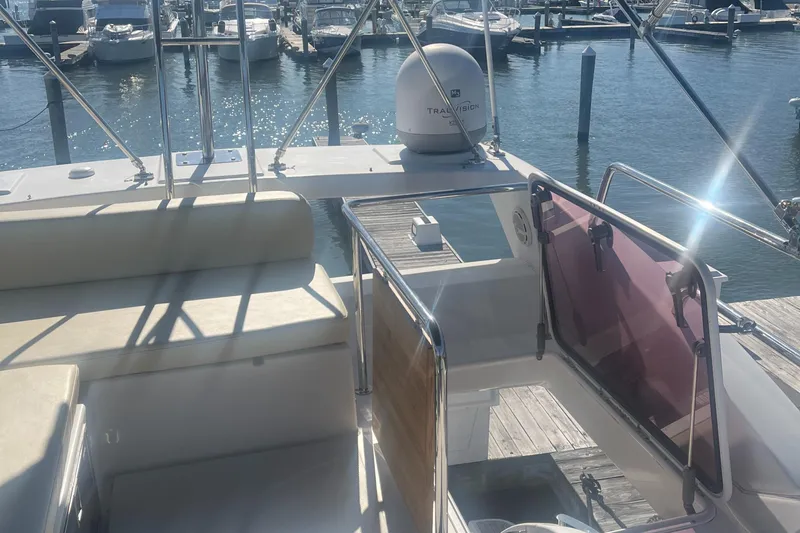  Yacht Photos Pics Azimut 40 Flybridge 2013 yacht docked at marina, featuring spacious seating and modern design.