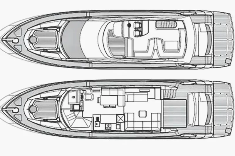 2 Drunk Yacht Photos Pics Floor plan of a 2012 Sunseeker Manhattan 63 luxury yacht, showcasing interior layout.