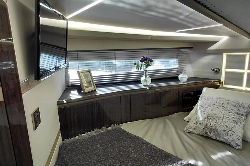 Huge Specifications Yacht Photos Pics Luxurious interior of 2023 Galeon 405 HTS yacht with elegant decor and modern amenities.