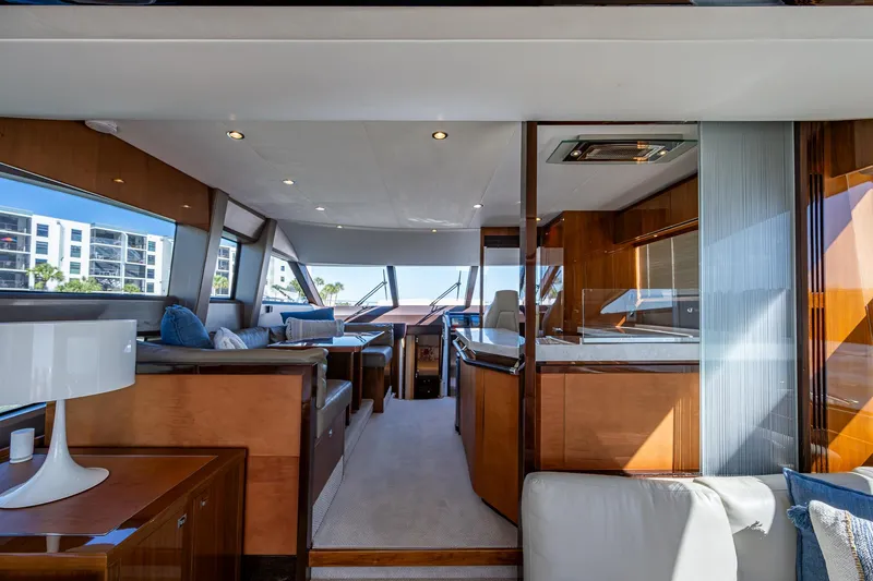 No Vacansea Yacht Photos Pics Luxurious interior of 2016 Princess Flybridge 64 Motor Yacht with modern furnishings.