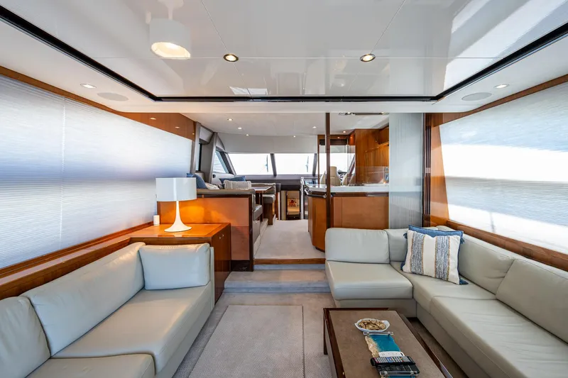 No Vacansea Yacht Photos Pics Luxurious interior of 2016 Princess Flybridge 64 Motor Yacht with modern furnishings.