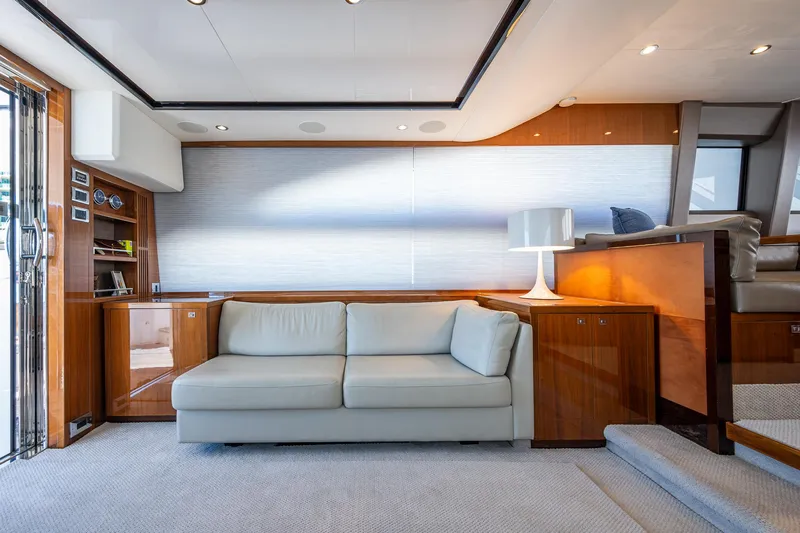 No Vacansea Yacht Photos Pics Luxurious interior of 2016 Princess Flybridge 64 Motor Yacht with elegant sofa and modern decor.