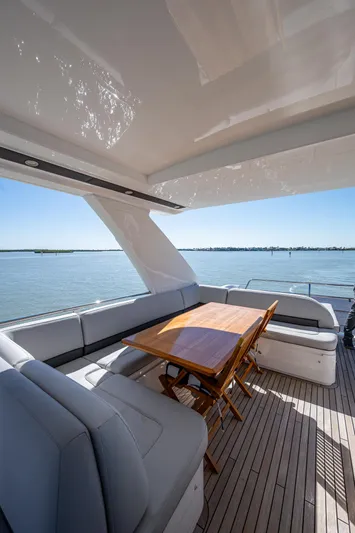 No Vacansea Yacht Photos Pics Flybridge seating area on 2016 Princess Flybridge 64 Motor Yacht with ocean view.