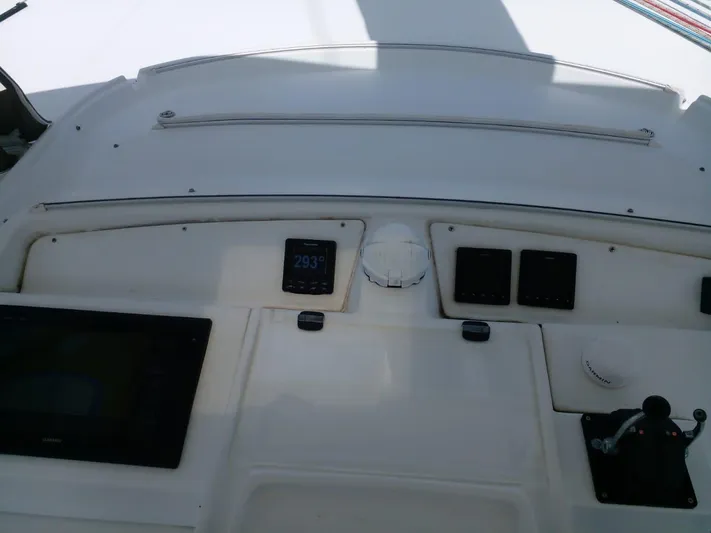 Sandstar Yacht Photos Pics Control panel of 2009 Lagoon 500 yacht with navigation instruments.